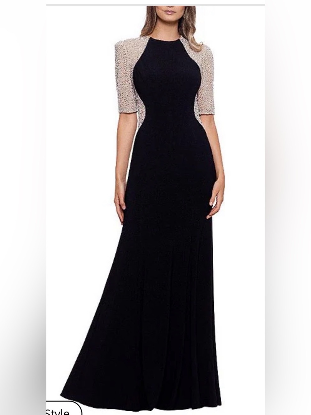 XSCAPE Black/Nude/Silver maxi gown - Size 4